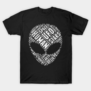 Space UFO Distressed Alien Face Funny Science Abduction graphic T-Shirt